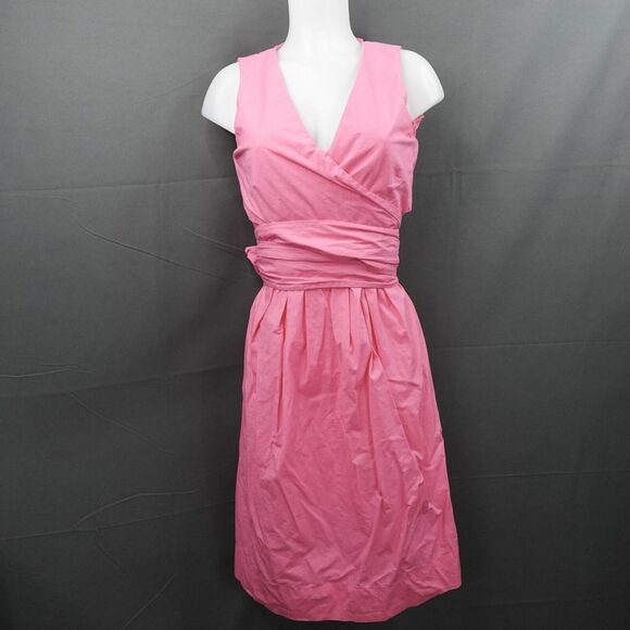 J Crew Womens Dress 6 Pink Faux Wrap Tied Y2K Retro Classic Preppy Loud Luxury - Picture 6 of 16
